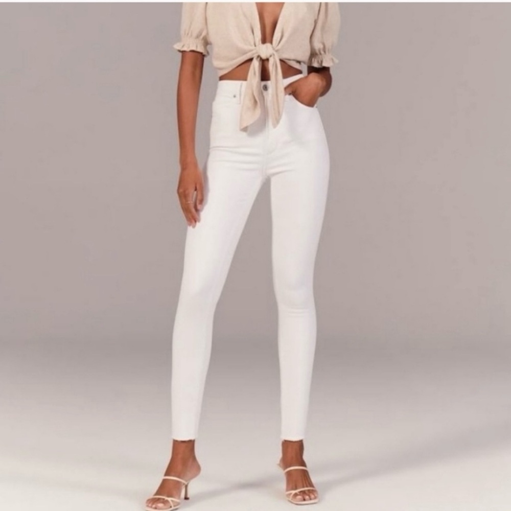 A&F White Super Skinny High Rise Jeans